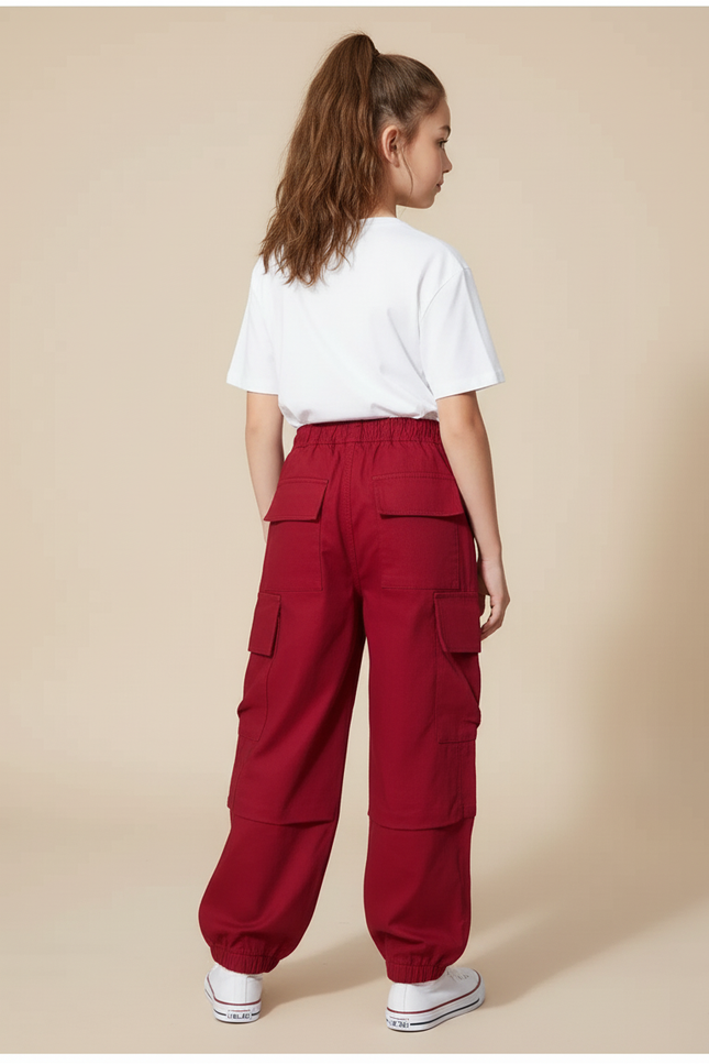 Pantalon Cargo Bordeaux - Gabardine - vue 2