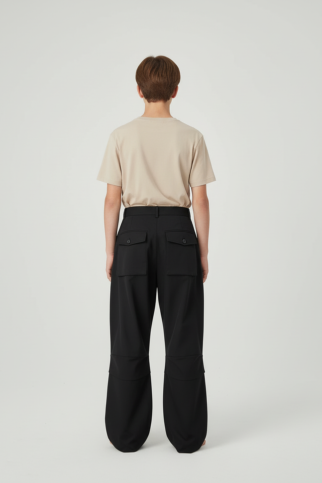 Pantalon Cargo Noir Ample Décontracté Streetwear Homme - Toile - vue 2
