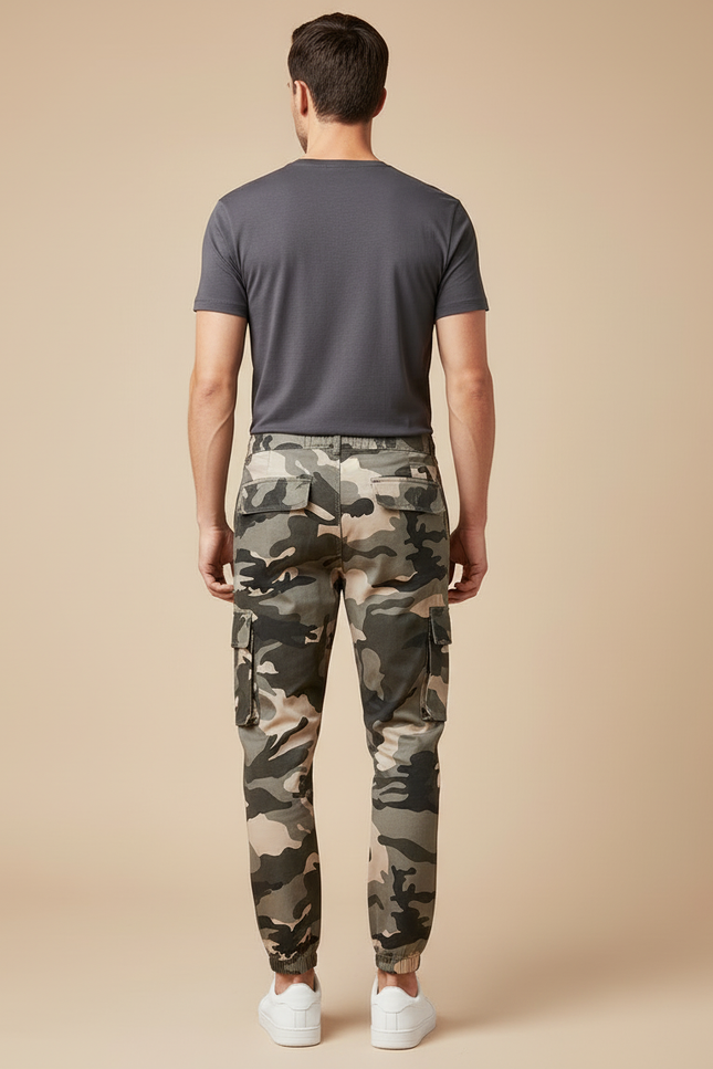 Pantalon Cargo Camouflage Coton Jogger Homme - Kaki - vue 2