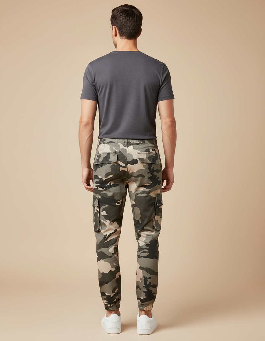 Pantalon Cargo Camouflage Coton Jogger Homme - Kaki - vue 2