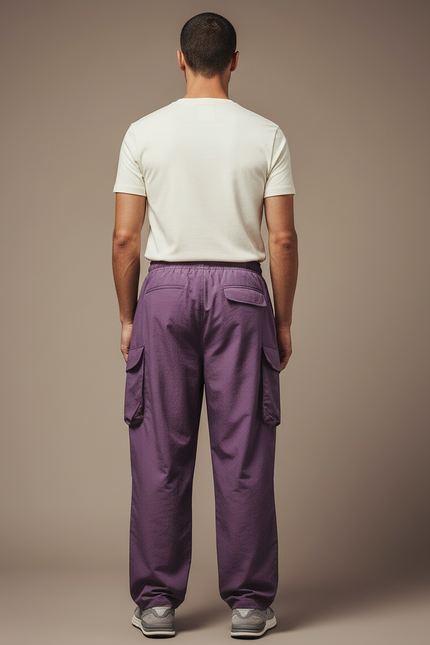Pantalon Cargo Violet Ample Léger Multi-Poches Homme - Polyester - vue 2