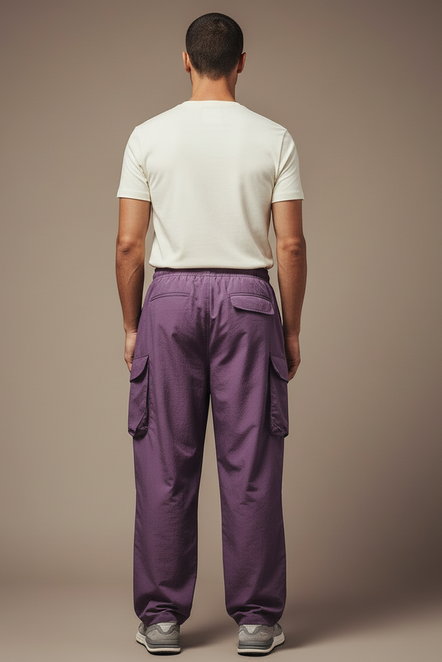 Pantalon Cargo Violet Ample Léger Multi-Poches Homme - Polyester - vue 2