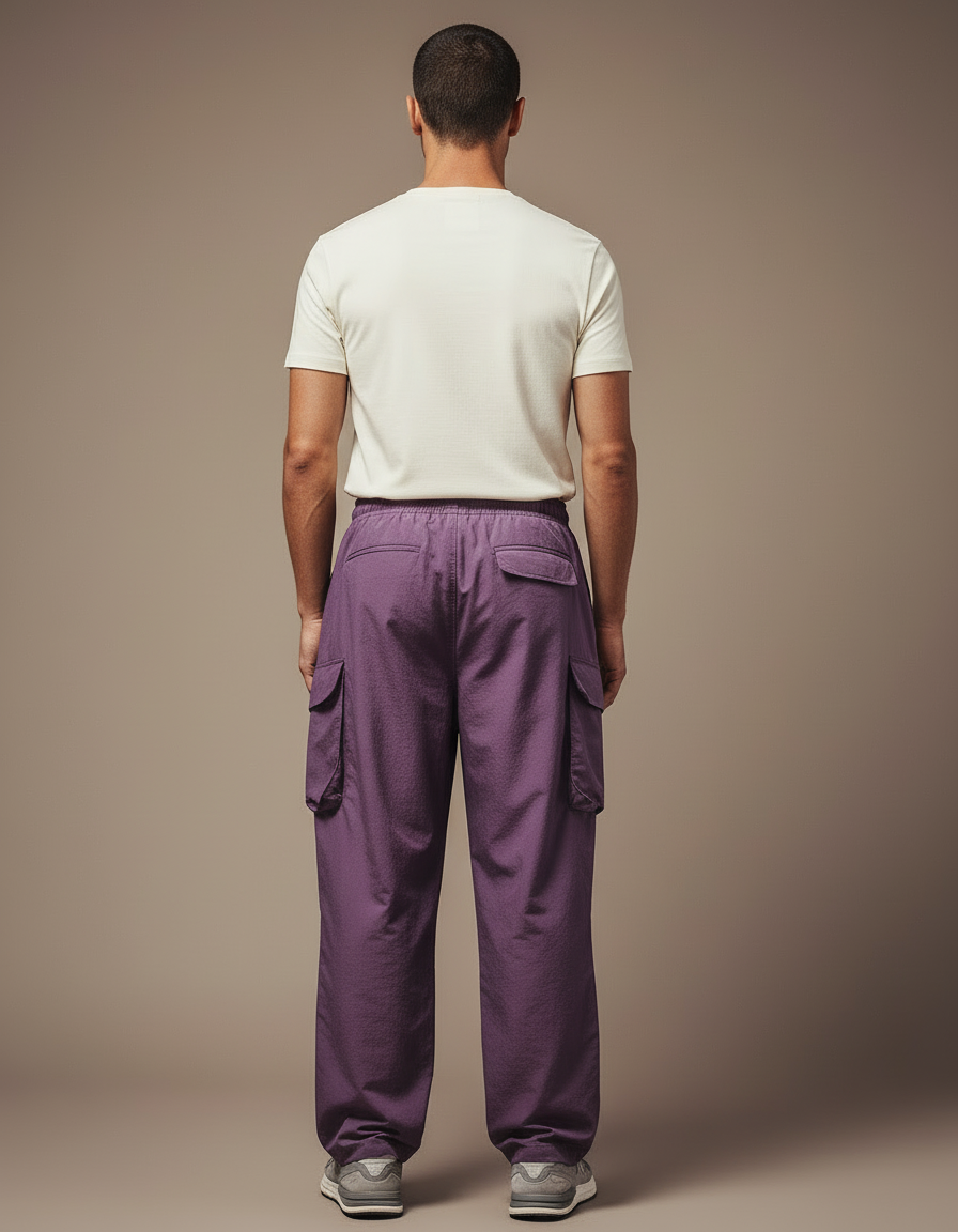 Pantalon Cargo Violet Ample Léger Multi-Poches Homme - Polyester - vue 2