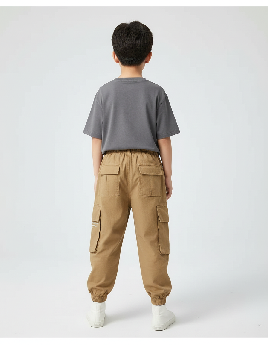 Pantalon Cargo Bébé Garçon - Kaki Toile - vue 2