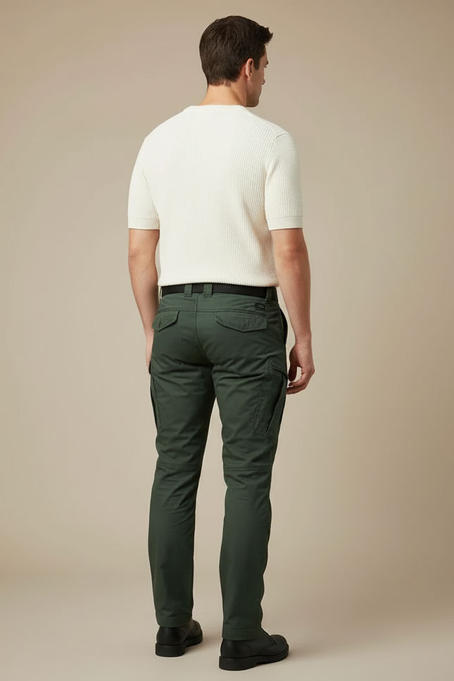 Pantalon Cargo Vert Multipoches Homme Tactique Coton - vue 2
