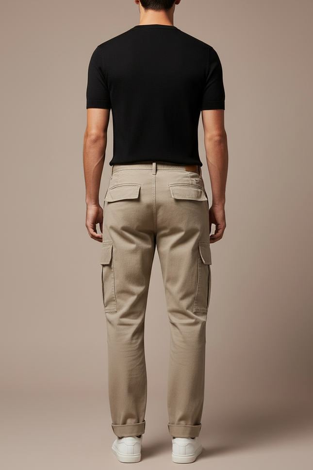 Pantalon Cargo Beige Coton Ample Décontracté Homme - vue 2
