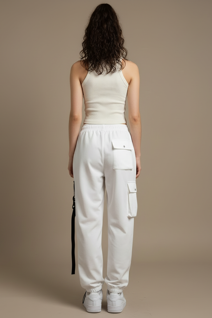 Pantalon Blanc Cargo Femme - Toile - vue 2
