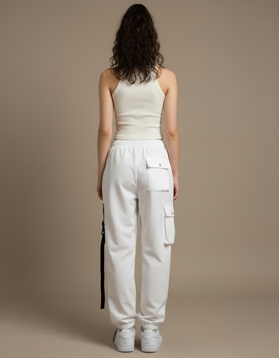 Pantalon Blanc Cargo Femme - Toile - vue 2