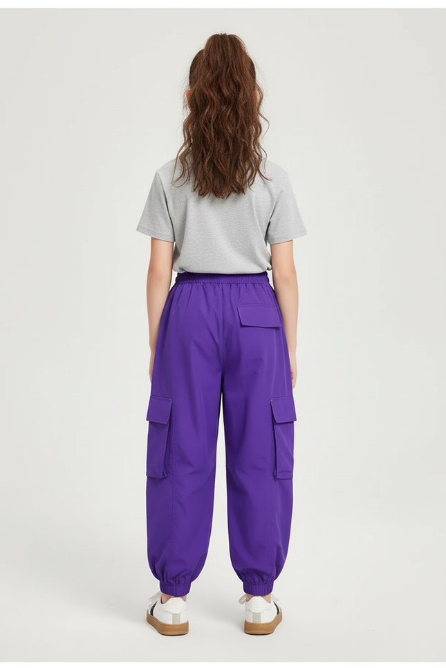 Pantalon Cargo Ample Violet Poches Latérales Fille - Polyester - vue 2