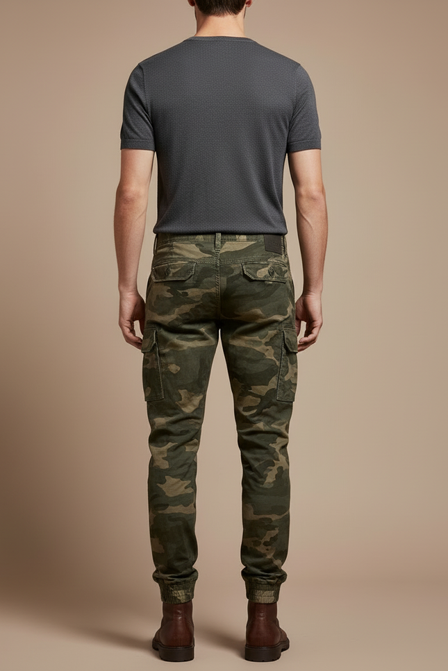 Pantalon Cargo Homme Militaire Camouflage Slim Coton - Kaki - vue 2