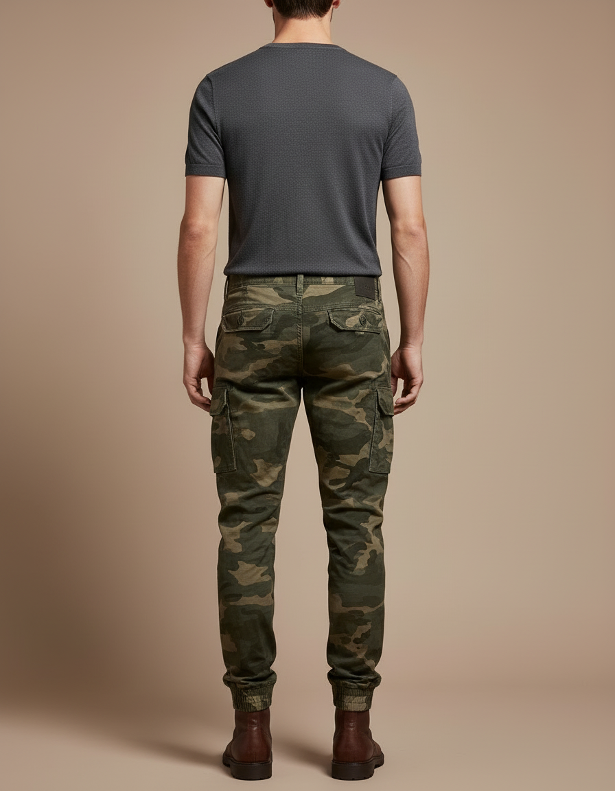 Pantalon Cargo Homme Militaire Camouflage Slim Coton - Kaki - vue 2