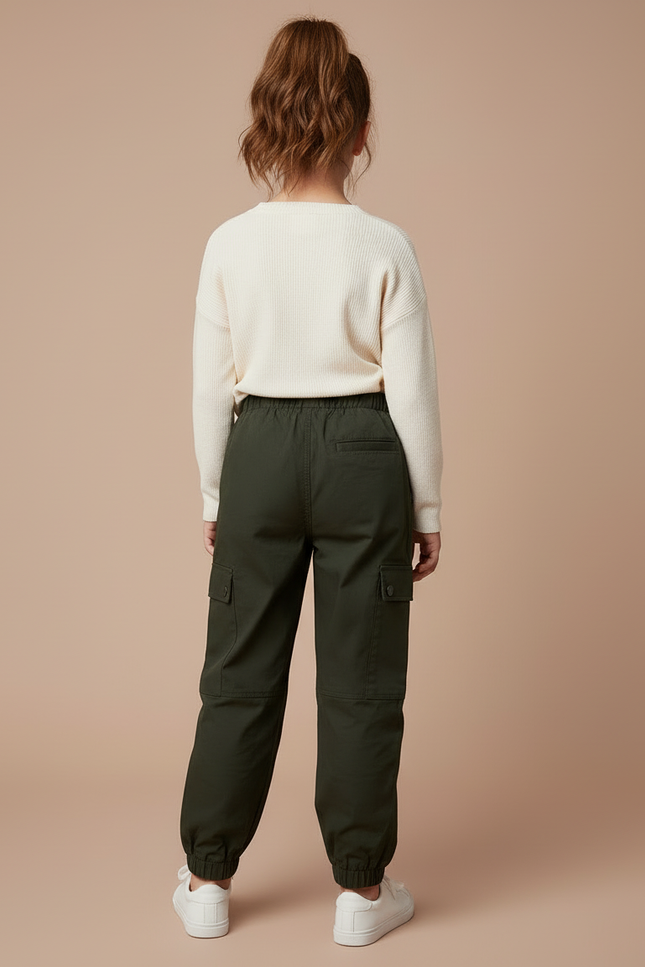 Pantalon Cargo Kaki Décontracté Ample Enfant - Toile - vue 2