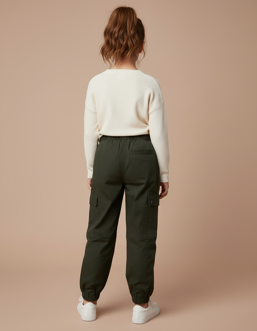 Pantalon Cargo Kaki Décontracté Ample Enfant - Toile - vue 2