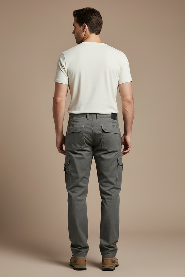 Pantalon Cargo Homme Coton Gris Décontracté Multipoches - Gabardine - vue 2