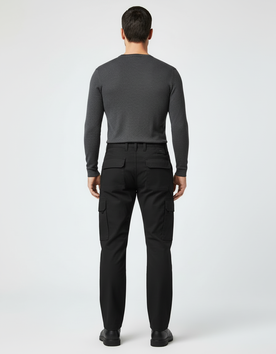 Pantalon Cargo Noir Homme Multipoches Résistant Décontracté - Toile - vue 2