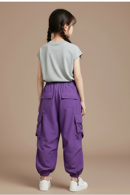 Pantalon Cargo Fille Violet Parachute Ripstop - Polyester - vue 2