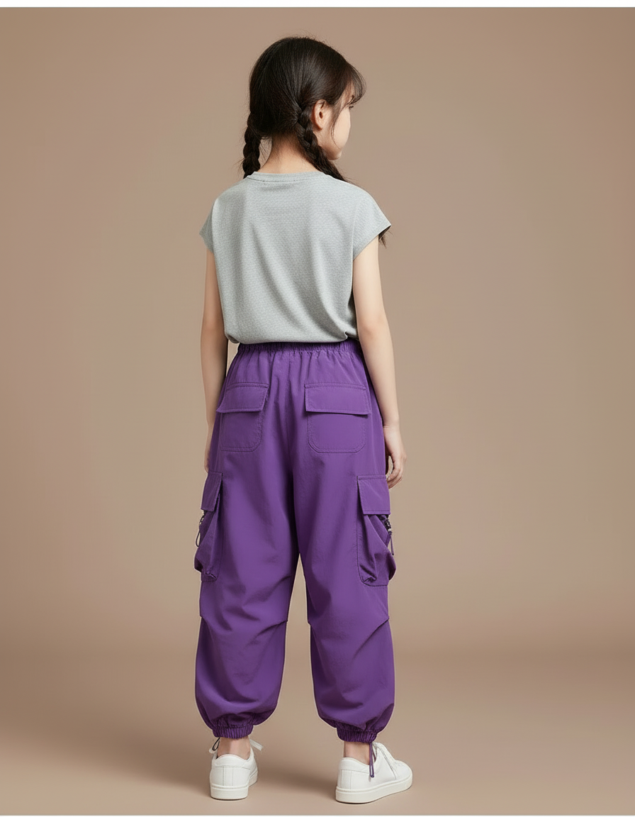 Pantalon Cargo Fille Violet Parachute Ripstop - Polyester - vue 2