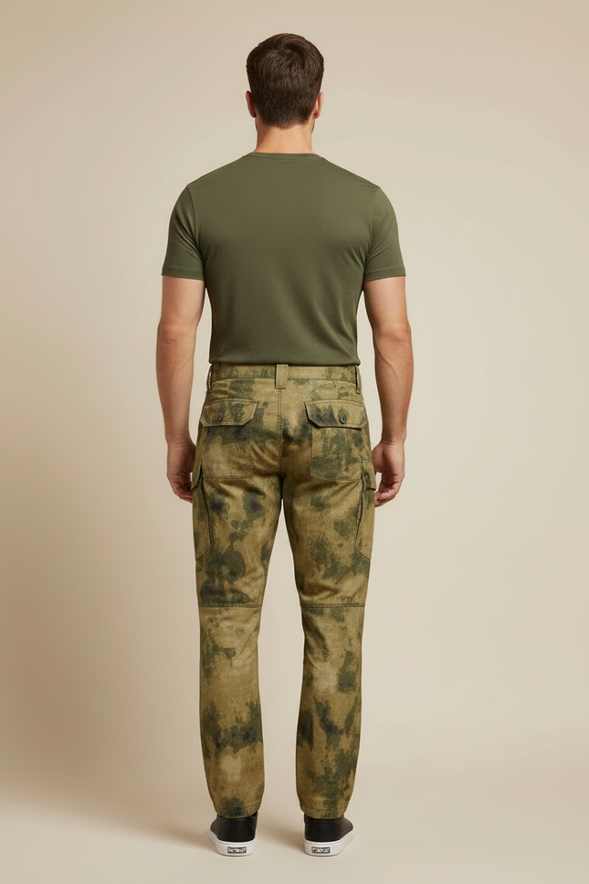 Pantalon Cargo Camouflage Militaire Homme Décontracté Multipoches - Kaki Polyester - vue 2