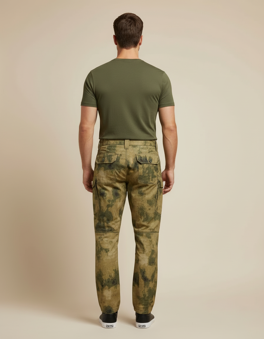 Pantalon Cargo Camouflage Militaire Homme Décontracté Multipoches - Kaki Polyester - vue 2