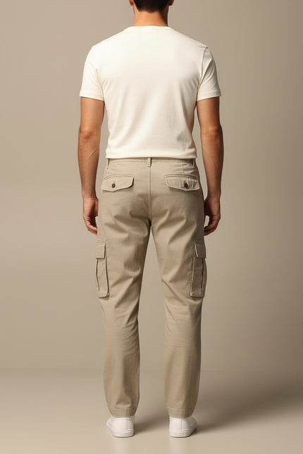 Pantalon Cargo Ample - Beige Toile - vue 2