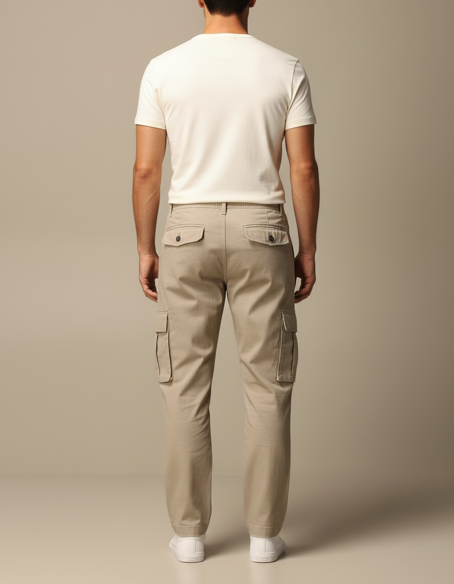 Pantalon Cargo Ample - Beige Toile - vue 2
