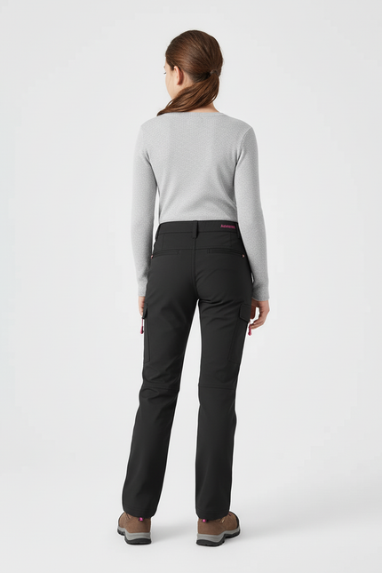 Pantalon Cargo Noir Technique Multipoches Fille Randonnée - Polyester - vue 2