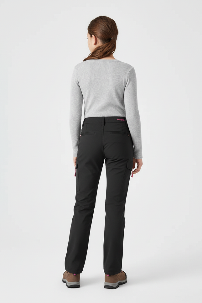Pantalon Cargo Noir Technique Multipoches Fille Randonnée - Polyester - vue 2