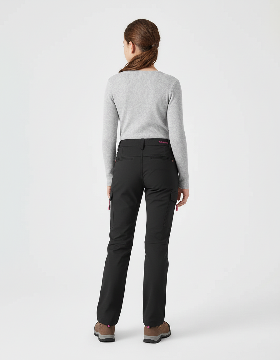 Pantalon Cargo Noir Technique Multipoches Fille Randonnée - Polyester - vue 2