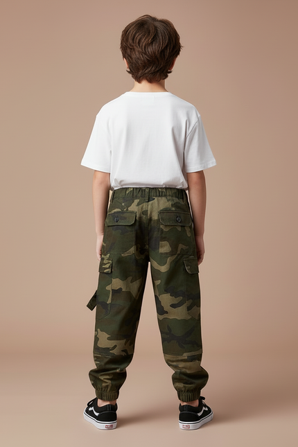 Pantalon Cargo Camouflage Coton Streetwear Garçon - Imprimé Toile - vue 2