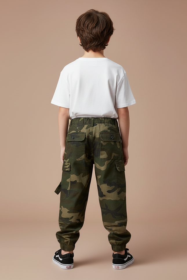 Pantalon Cargo Camouflage Coton Streetwear Garçon - Imprimé Toile - vue 2