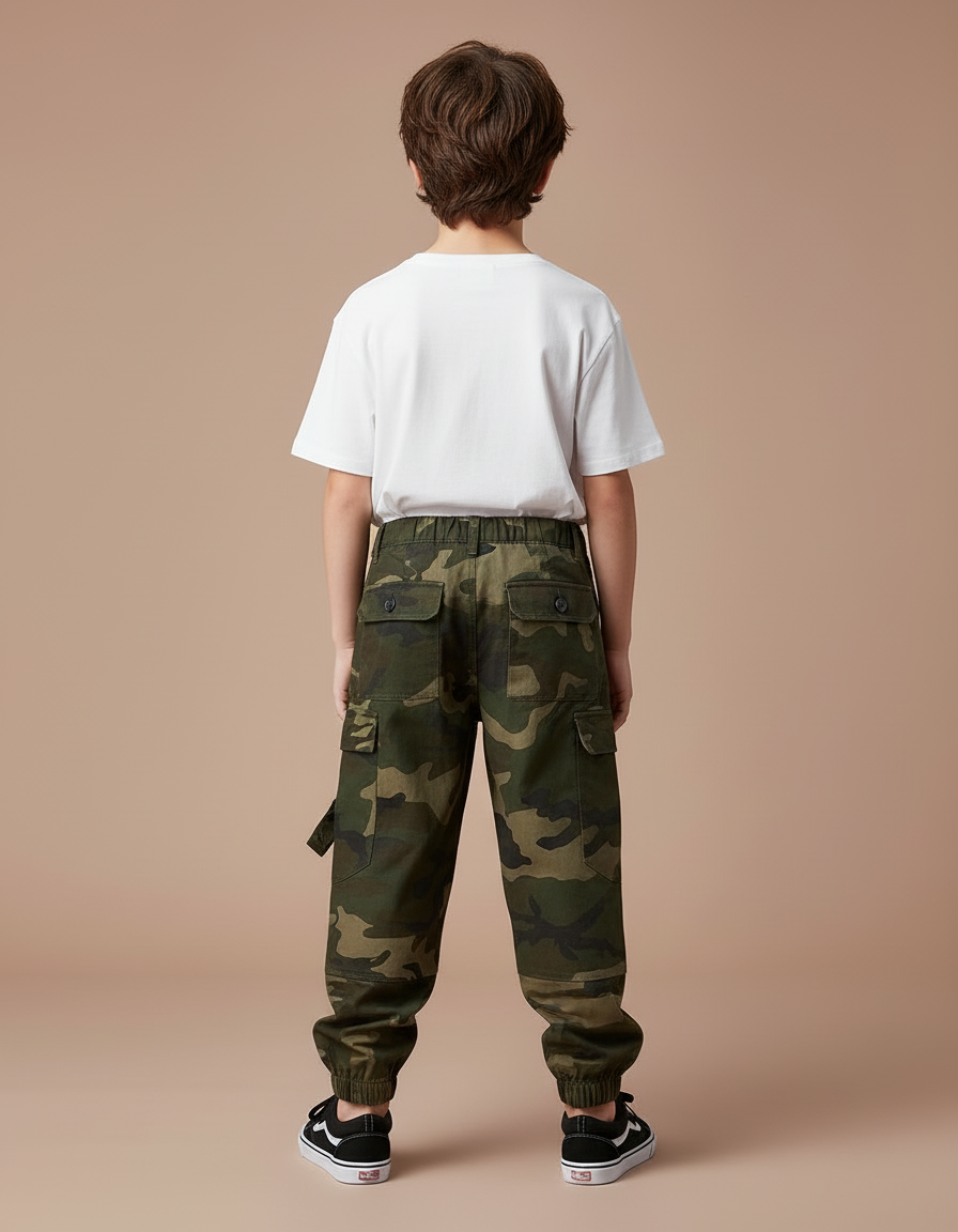 Pantalon Cargo Camouflage Coton Streetwear Garçon - Imprimé Toile - vue 2