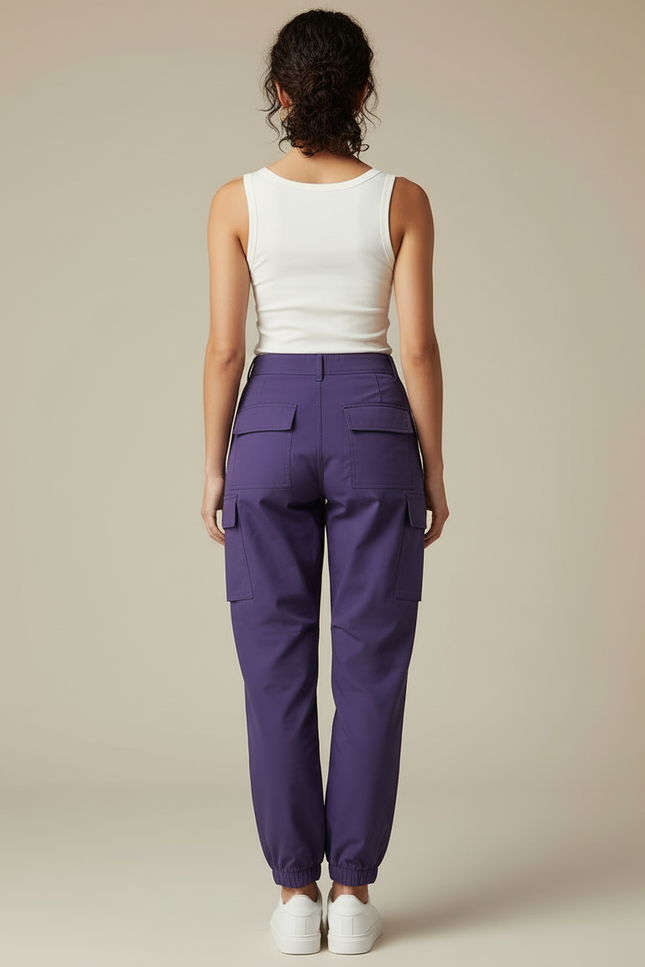 Pantalon Cargo Violet Ample Multipoches Femme - Polyester - vue 2
