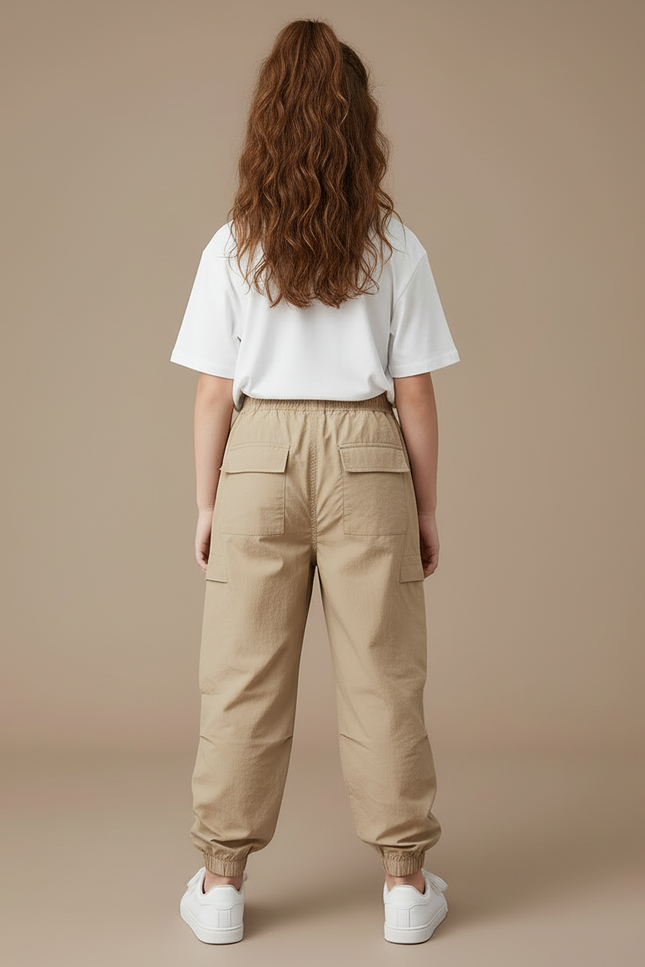 Pantalon Cargo Beige Ample Décontracté Enfant Fille - Polyester - vue 2