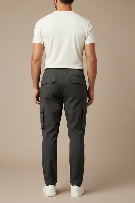 Pantalon Cargo Gris Droit Décontracté Homme - Polyester - vue 2
