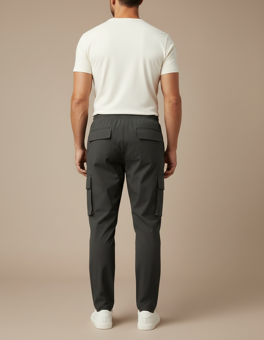 Pantalon Cargo Gris Droit Décontracté Homme - Polyester - vue 2