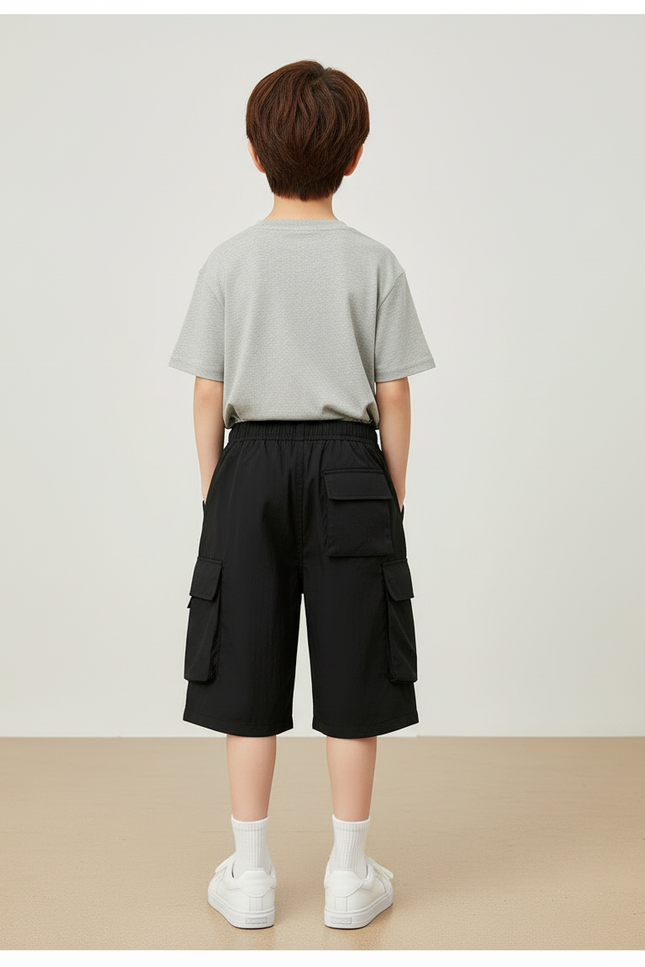 Pantalon Cargo Noir Décontracté Poches Enfant - Polyester - vue 2