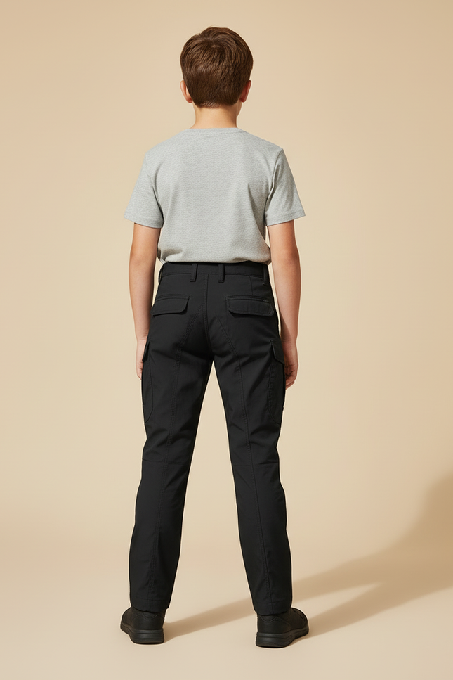 Pantalon Cargo Noir Enfant Classique Multipoches - Polyester - vue 2