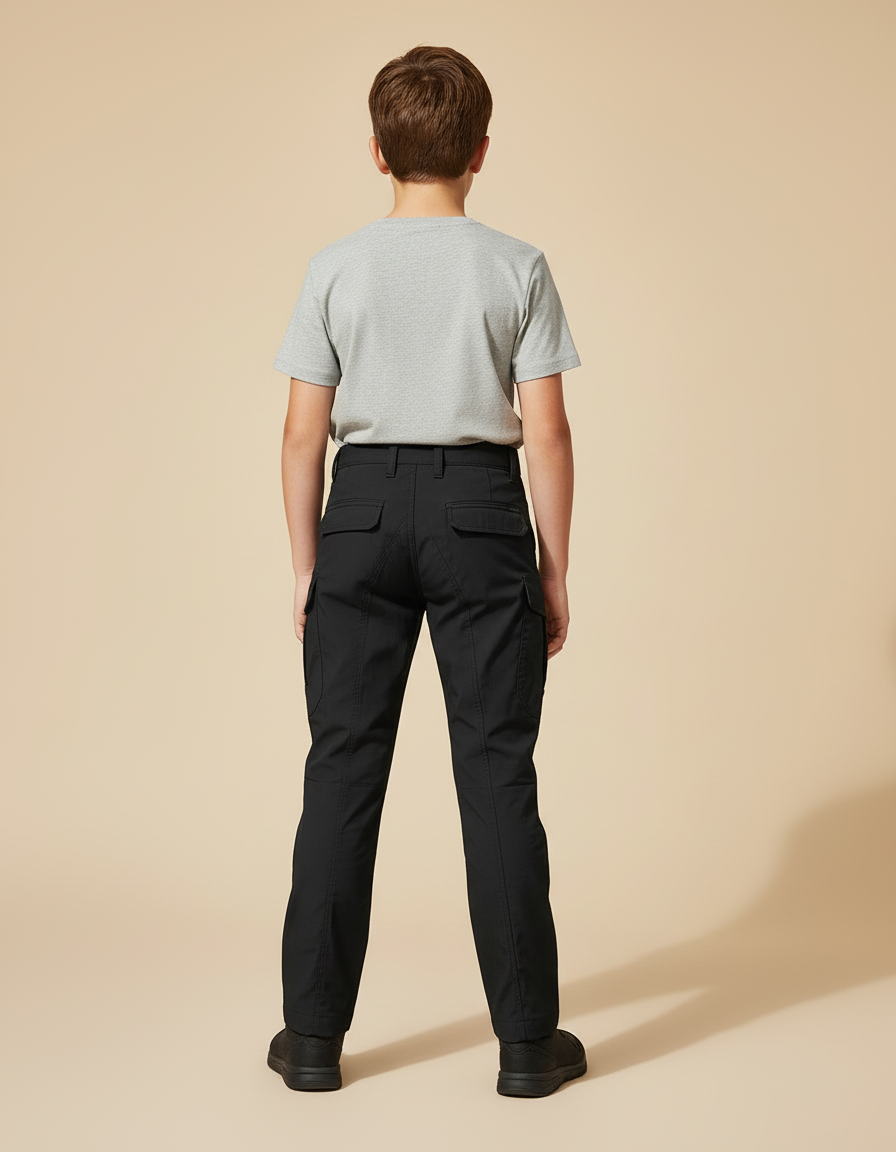 Pantalon Cargo Noir Enfant Classique Multipoches - Polyester - vue 2