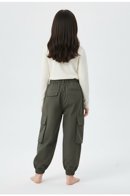 Pantalon Cargo Kaki Ample Décontracté Enfant Poches - Coton - vue 2
