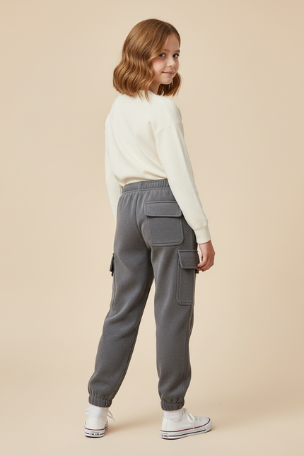 Pantalon Cargo Gris Enfant Molletonné Décontracté - vue 2