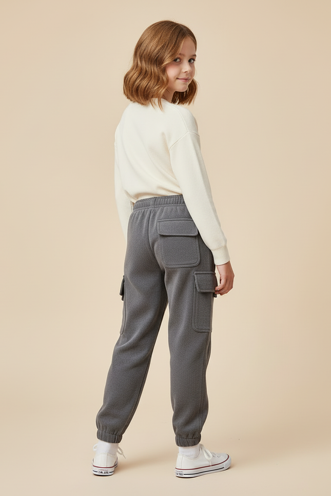 Pantalon Cargo Gris Enfant Molletonné Décontracté - vue 2