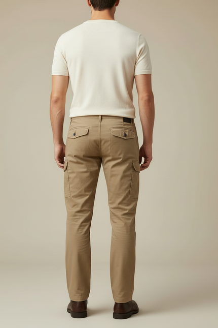 Pantalon Cargo Kaki Homme Coton Multi-Poches Décontracté - vue 2