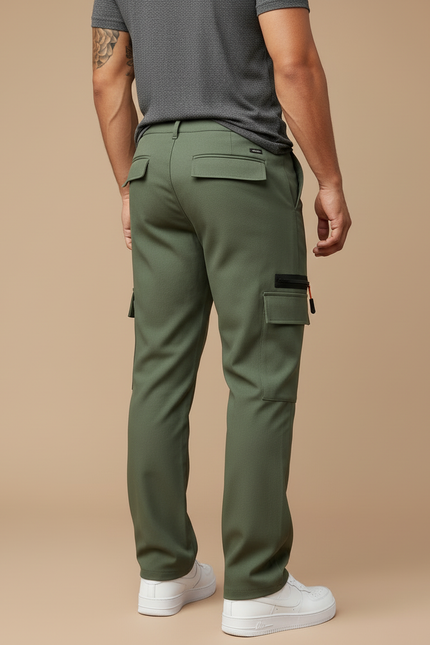 Pantalon Cargo Vert Kaki Homme Décontracté Multipoches Zippées - Polyester - vue 2