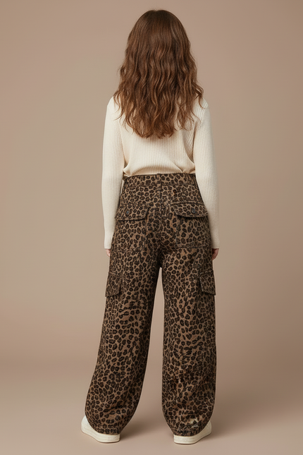 Pantalon Cargo Leopard - Imprimé Molleton - vue 2