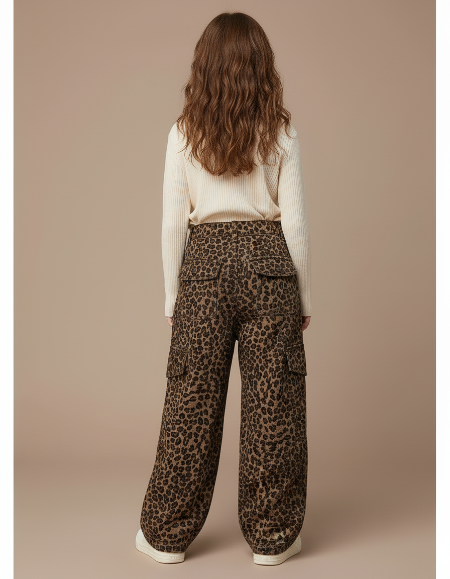 Pantalon Cargo Leopard - Imprimé Molleton - vue 2
