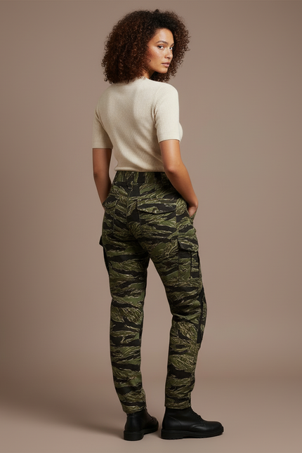 Pantalon Cargo Camouflage Militaire Ajusté Gen3 Femme - Vert Toile - vue 2