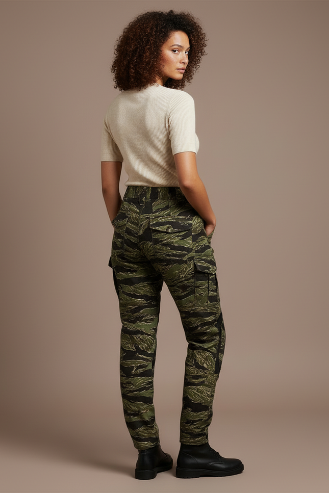 Pantalon Cargo Camouflage Militaire Ajusté Gen3 Femme - Vert Toile - vue 2