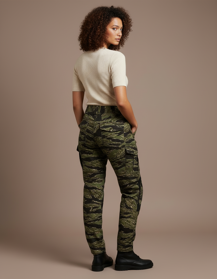 Pantalon Cargo Camouflage Militaire Ajusté Gen3 Femme - Vert Toile - vue 2