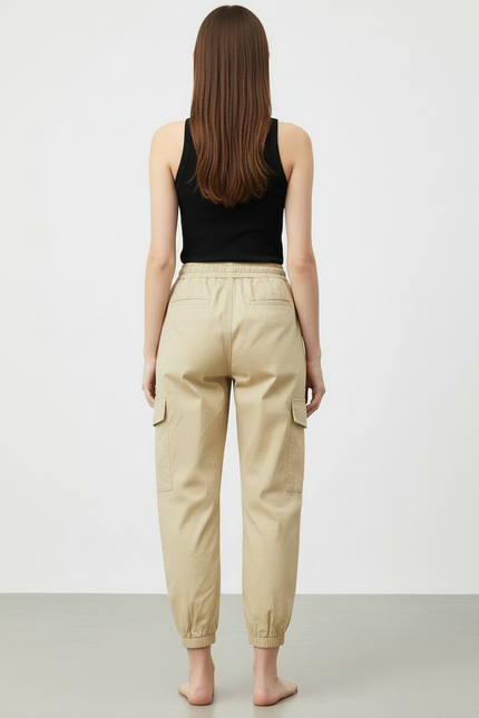 Pantalon Cargo Pantacourt Femme - Beige Toile - vue 2