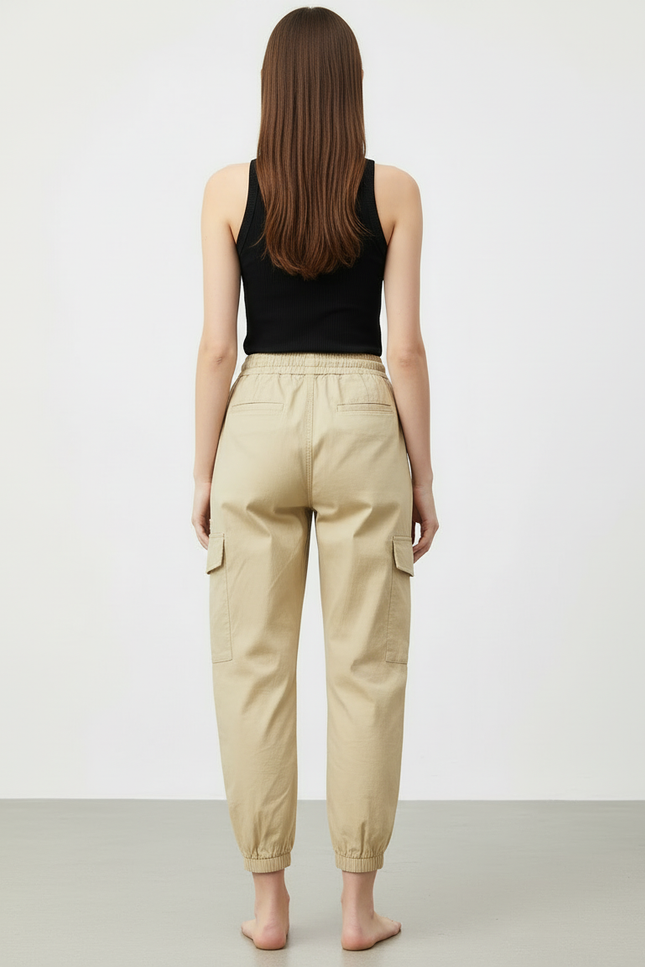 Pantalon Cargo Pantacourt Femme - Beige Toile - vue 2